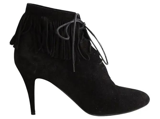 Saint Laurent Botas pretas com atacadores Preto