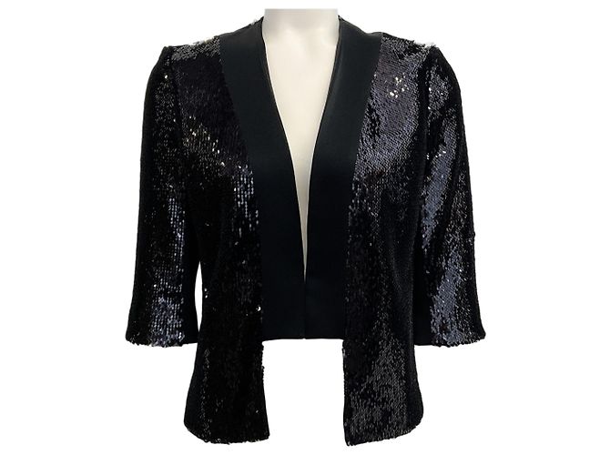 Autre Marque Galvan London Black Sequined Open Front Jacket