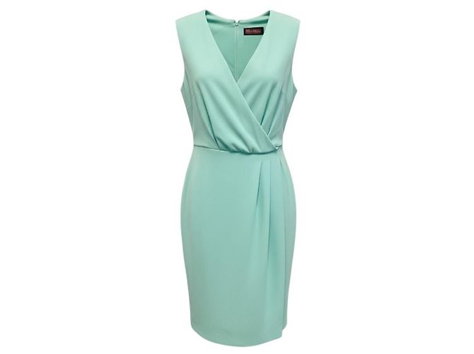 Max Mara Mintgrünes ärmelloses Crepe-Midikleid