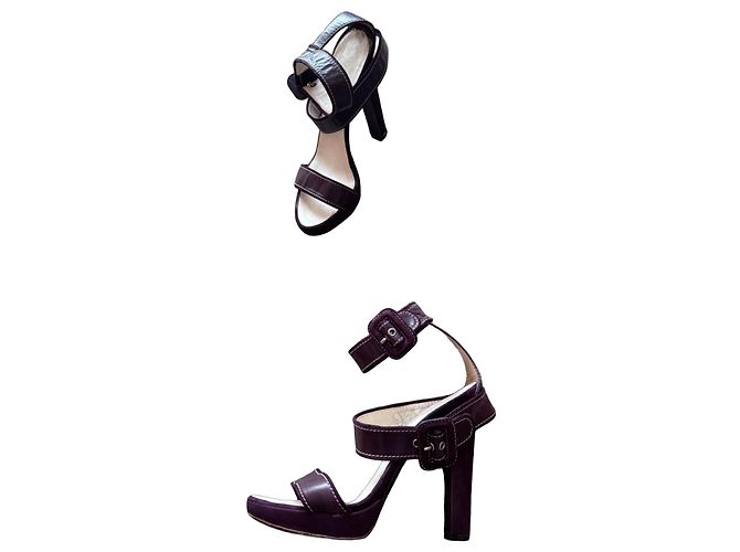 Saltos plataforma de couro roxo com tiras Dsquared2