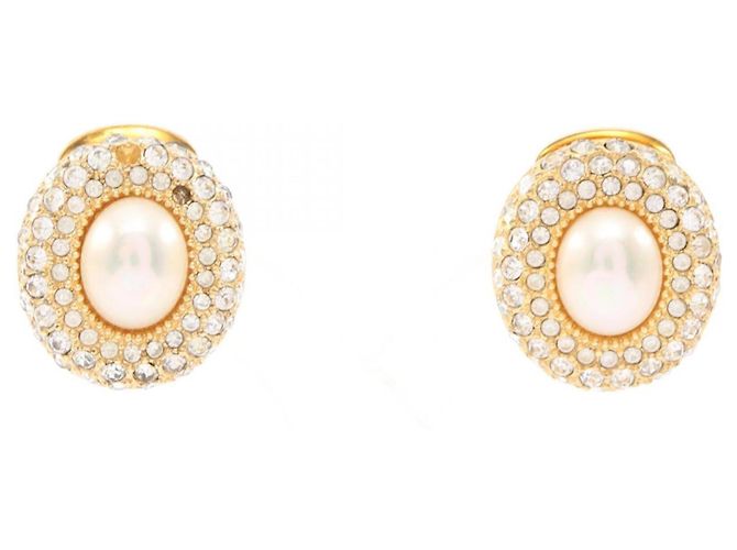 Orecchini a Clip Christian Dior Bianco D'oro