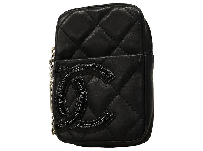 Chanel Cambon Lambskin Cigarette Case Black