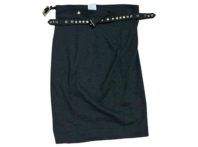 Saia lápis preta Just Cavalli com cinto de tachas Preto