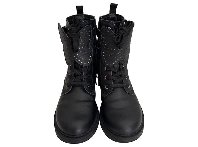Geox Botas de tornozelo pretas em couro com borboletas Preto