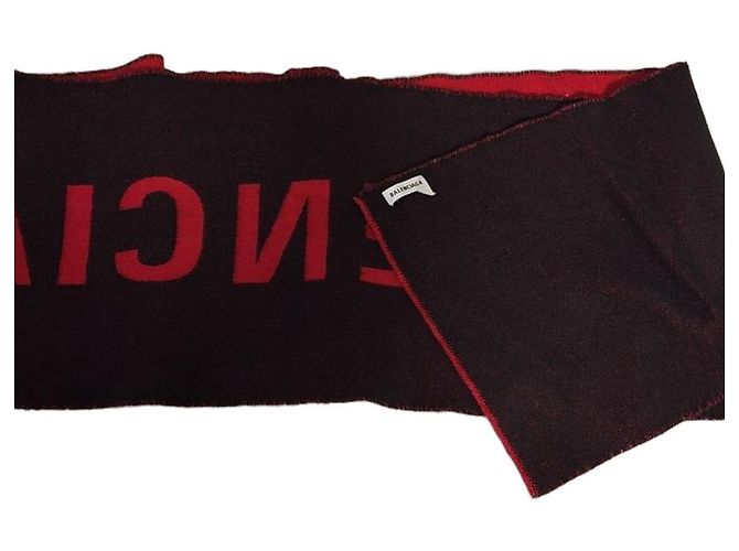 Sciarpa Balenciaga in lana bicolore Nero Rosso