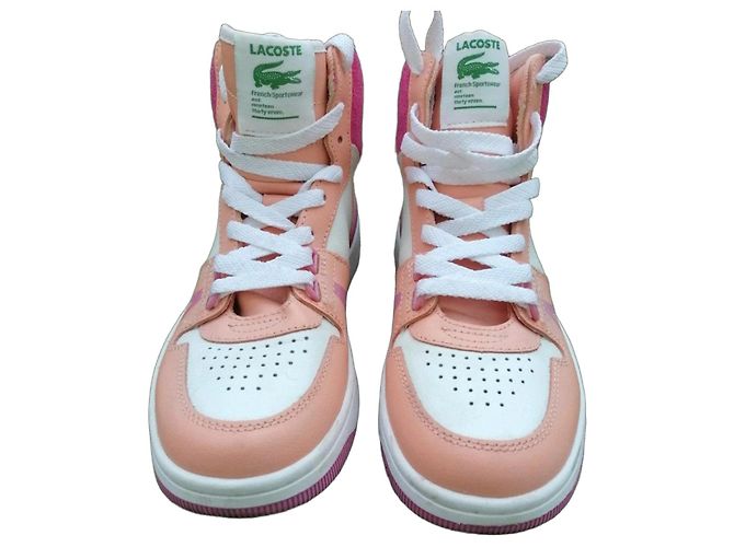 Sneakers alte Lacoste rosa e bianche Bianco Marrone chiaro
