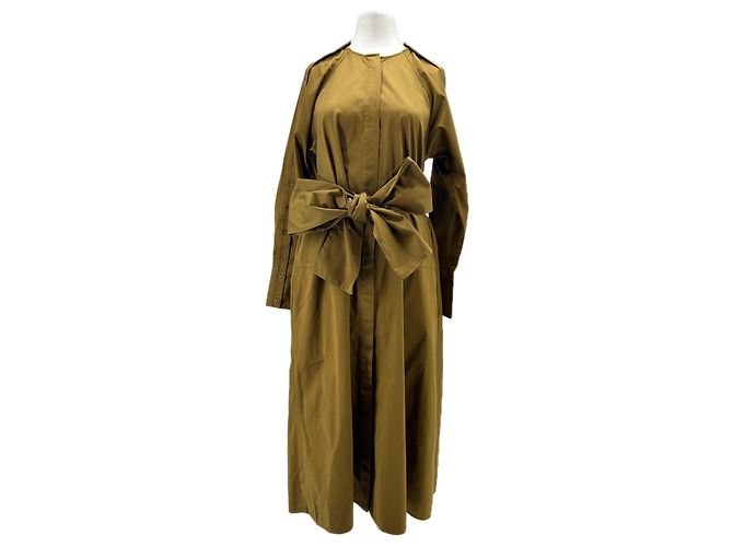 Proenza Schouler Maxikleid Khaki mit Taillenzug Grün