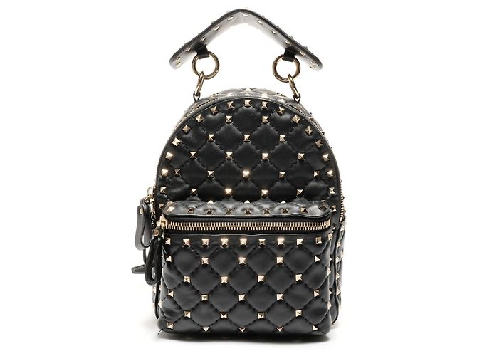 Zaino in pelle nera con borchie Valentino Nero