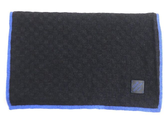 Stola in misto lana e seta Louis Vuitton Blu Grigio antracite