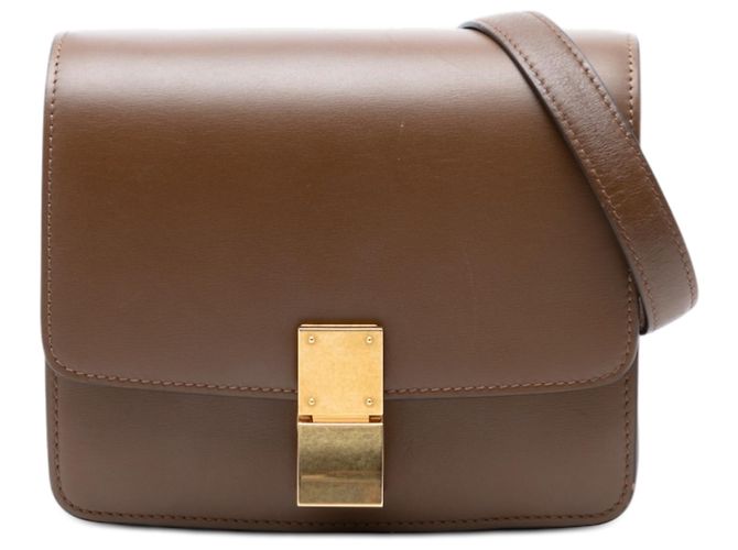 Classic Box Céline Celine Pequena Caixa Clássica em Couro Marrom