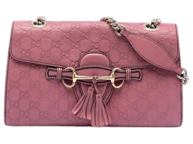 Bolsa de Ombro Gucci Pink Medium Guccissima Emily