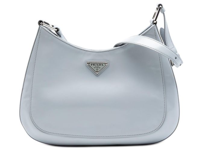 Sac à bandoulière Cleo en cuir spazzolato bleu de Prada Bleu clair