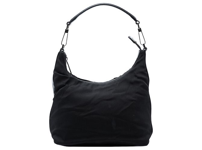 Borsa a spalla in nylon nero Gucci