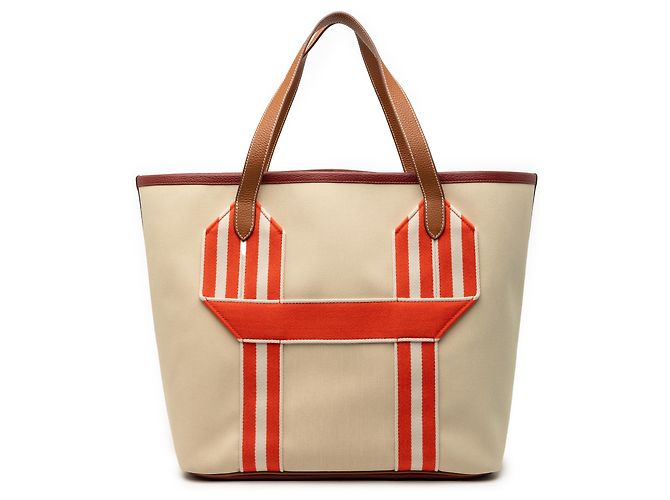 Bolsa Tote Pursangle em Lona e Clemence Bege da Hermès