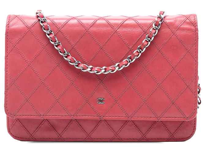 Wallet On Chain Cartera de cadena de cordero rosa CC Wild Stitch de Chanel