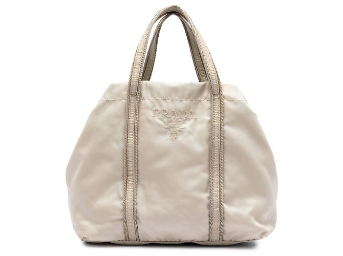 Borsa Tote Tessuto Marrone Prada Beige