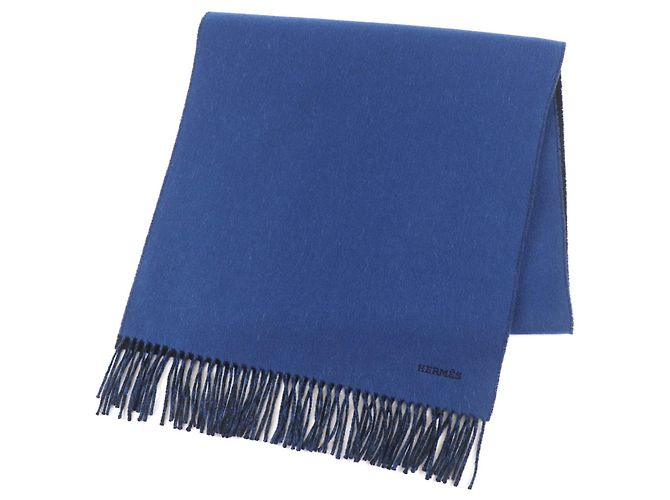 Hermès HERMES Kaschmir-Schal in Marine Ocean Blau