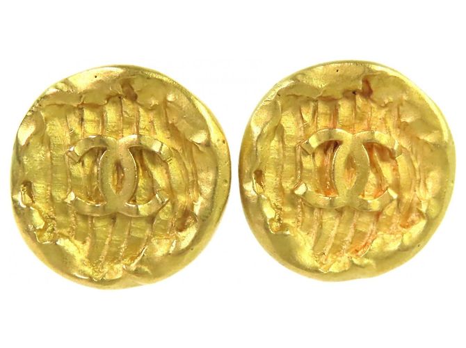Orecchini a clip rotondi Coco Mark vintage 1994 di Chanel D'oro