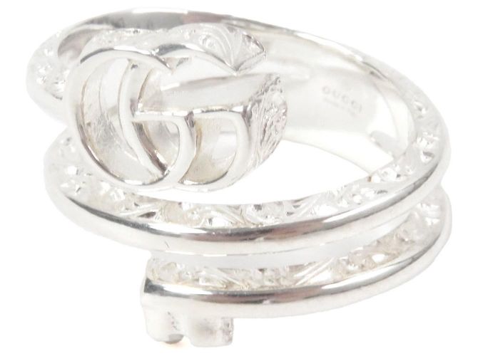 Gucci Double G Key Motif Band Ring Silvery