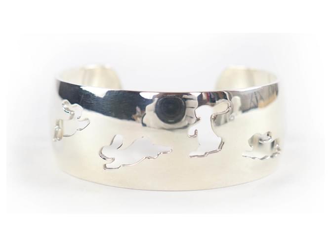 Hermès Hermes 925 Silver Rabbit Motif Charm Bracelet Silvery 