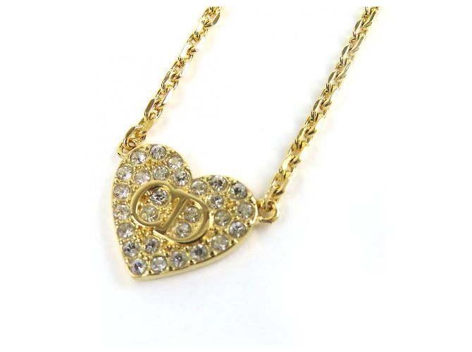Collana a forma di cuore con strass Clair D Lune di Christian Dior D'oro