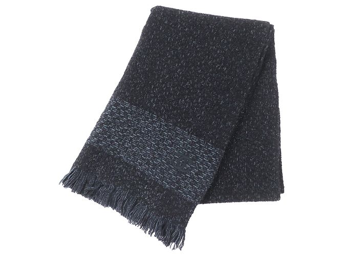 Stola in misto cashmere Chanel in nero e blu