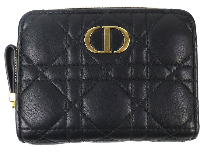 Schwarze Leder-Bi-Fold-Geldbörse von Christian Dior