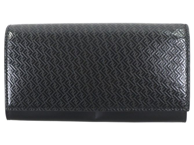 Fendi Leder Micro Zucca Langbörse Schwarz
