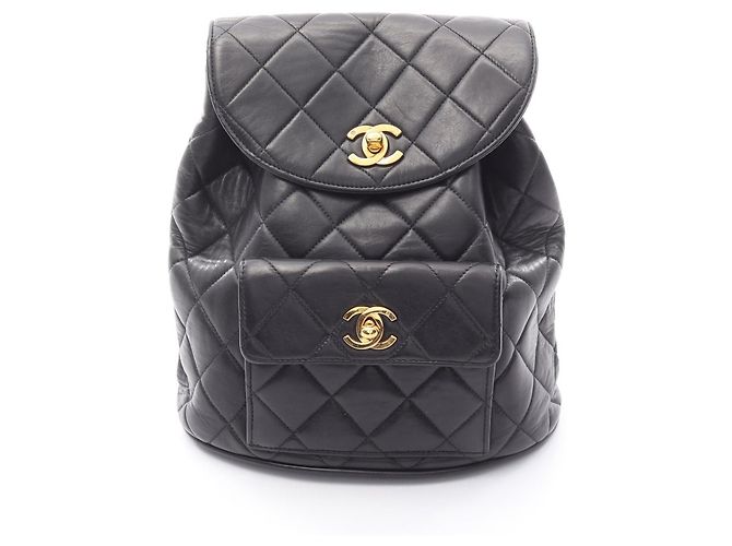 Classique Sac à dos en agneau matelassé Chanel Noir