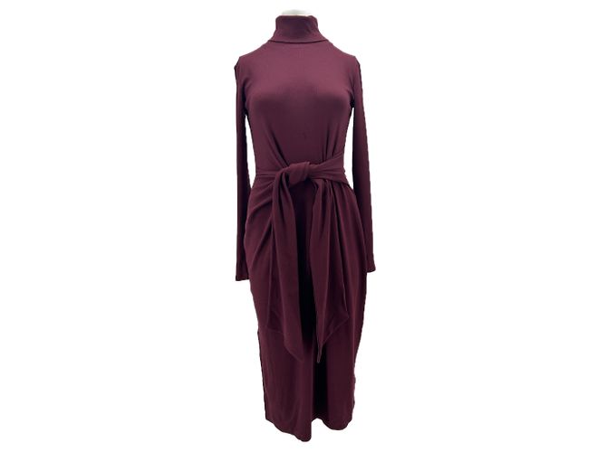 Ralph Lauren Vestido bordô com gola alta
