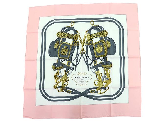 Silk In Lenço de seda rosa Hermès Carre 90 Brides de Gala