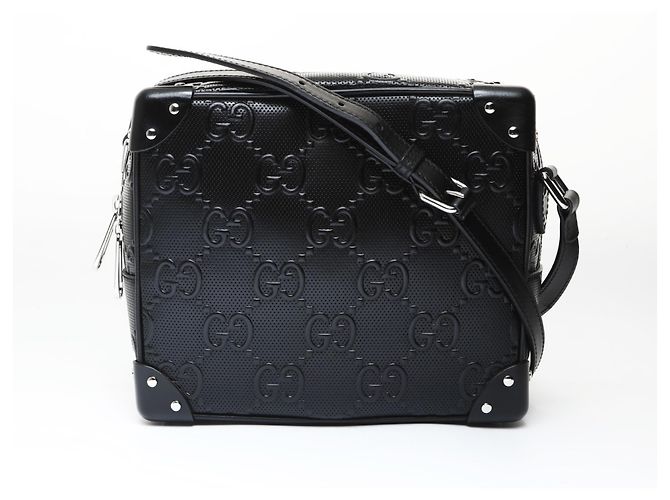 Gucci GG geprägte Trunk Umhängetasche Schwarz
