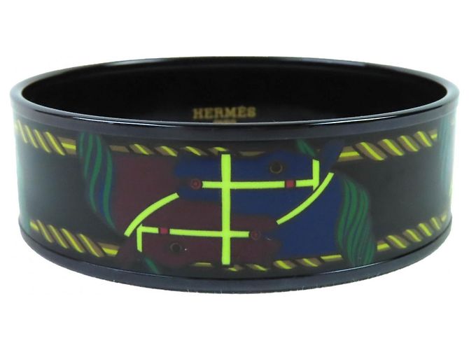 Pulsera Bangle Bandana HH Click GM de Hermès Negro Multicolor