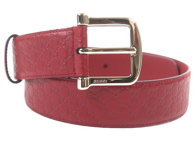 Roter Leder Gürtel mit Microguccissima GG Muster von Gucci