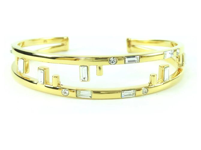 Pulseira de bangles Fendi First FF Motif com strass Dourado