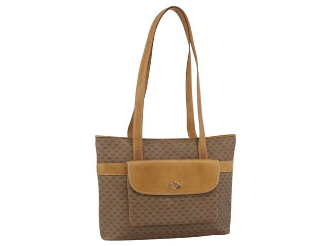 Gucci Bolsa tote Micro GG Supreme em PVC bege e dourado Auth ki6597