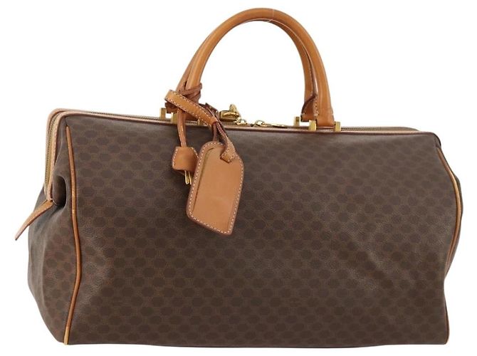 Céline Sac Boston en toile Macadam CELINE en cuir PVC marron et or Auth mr2062 Doré