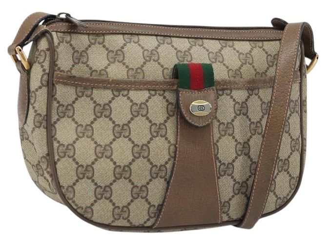Borsa Sherry Line GG Supreme Web di GUCCI in PVC beige e oro 89 02 032 Auth LNZ714 D'oro