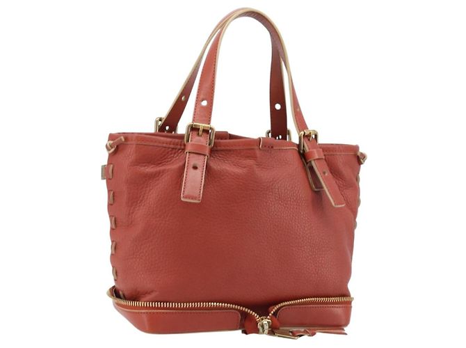 Chloé Chloe Handtasche aus rotem Leder mit Gold Auth BA11654 Golden