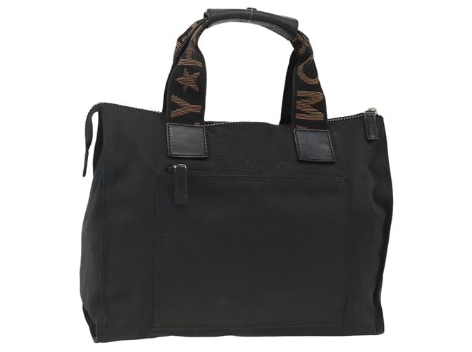 FENDI Hand Bag Canvas Black Silver Auth BA11699 Silvery