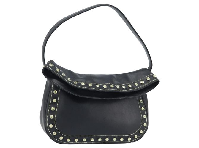 Borsa a mano Gianni Versace in nylon nero e oro Auth bs34097 D'oro