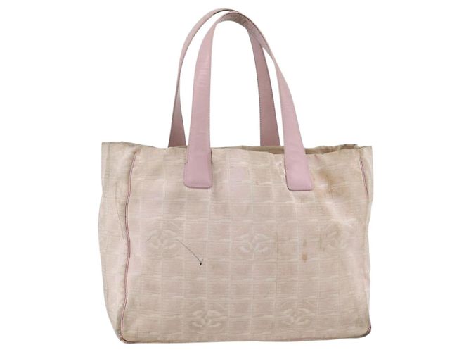 CHANEL Nuova Borsa Tote da Viaggio Nylon Rosa Oro CC Auth BA11645 D'oro