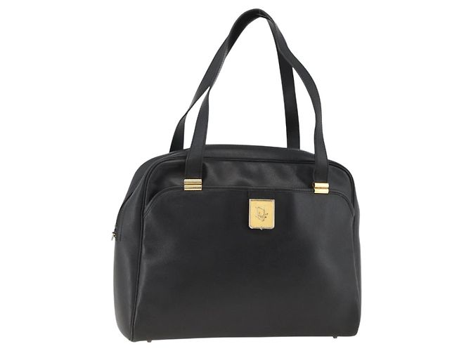 Borsa a mano Christian Dior in pelle nera e oro Auth BA11678 Nero D'oro
