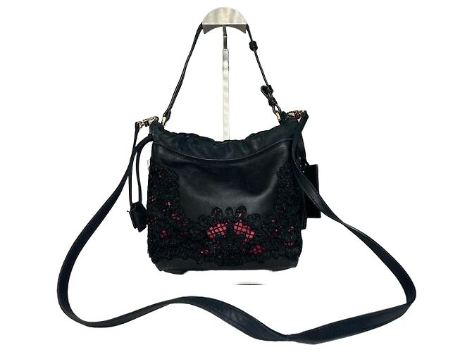 Vintage Etro 2-Wege Lederhandtasche Schwarz