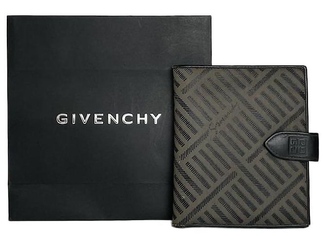 Vintage Givenchy Abstract Leather Wallet Grey Black