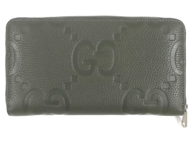 Cartera larga de cuero caqui Gucci