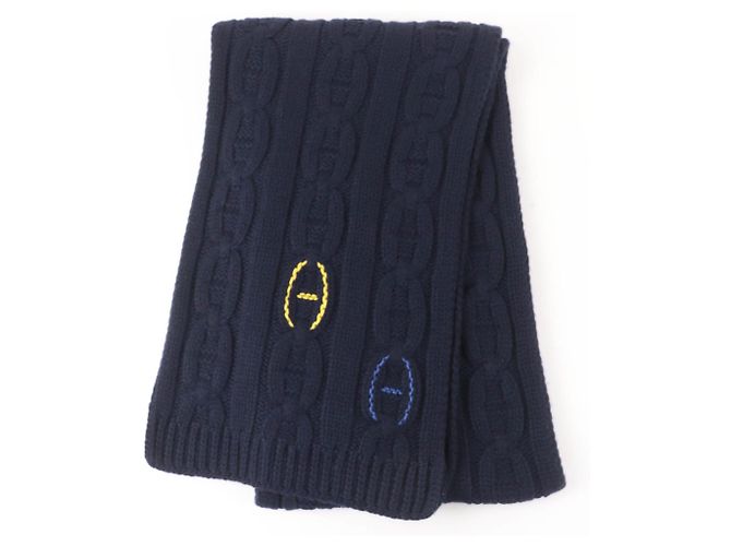 Hermès Hermes Tri-Maille Navy Cashmere Stole Navy blue