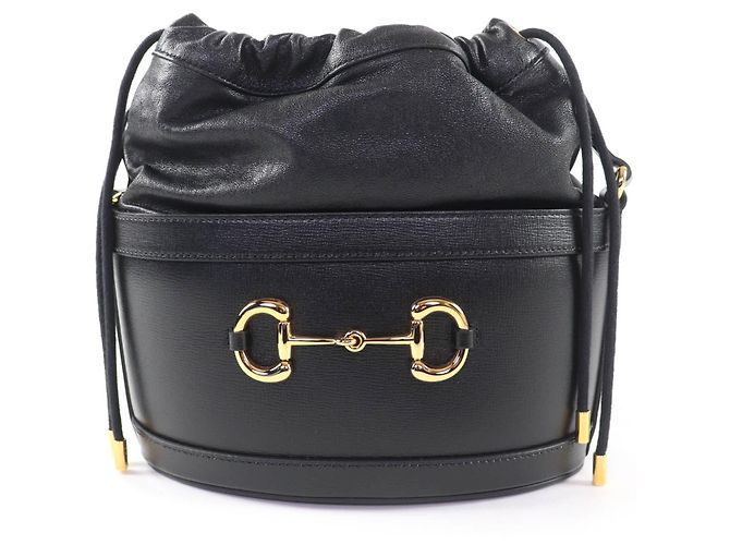 Gucci Horsebit Leder Schultertasche Schwarz