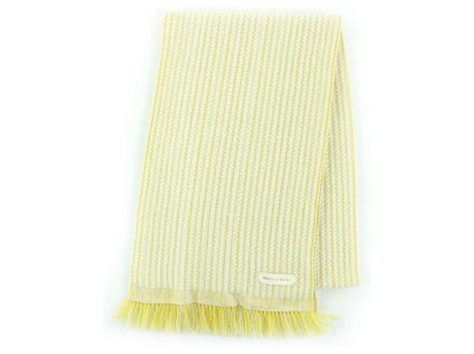 Hermès 100% Kaschmir Wellen-Doppelseitiger Strickschal Gelb