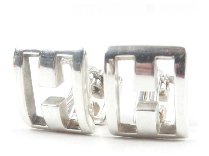 Hermès Hermes Vintage H Logo Motif Cufflinks Silvery